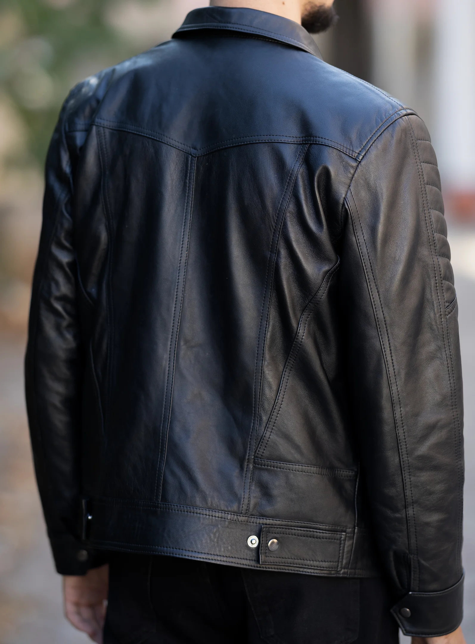 Monaco Leather Jacket Back View